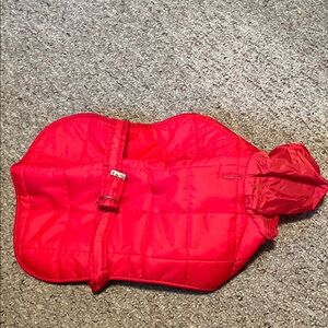 Red Quilted Dog Jacket Parka with attached hood Sz 16